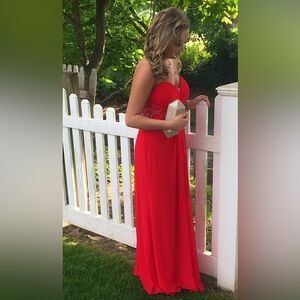 Red Gown prom/wedding/special event FITS SIZE MEDIUM worn once